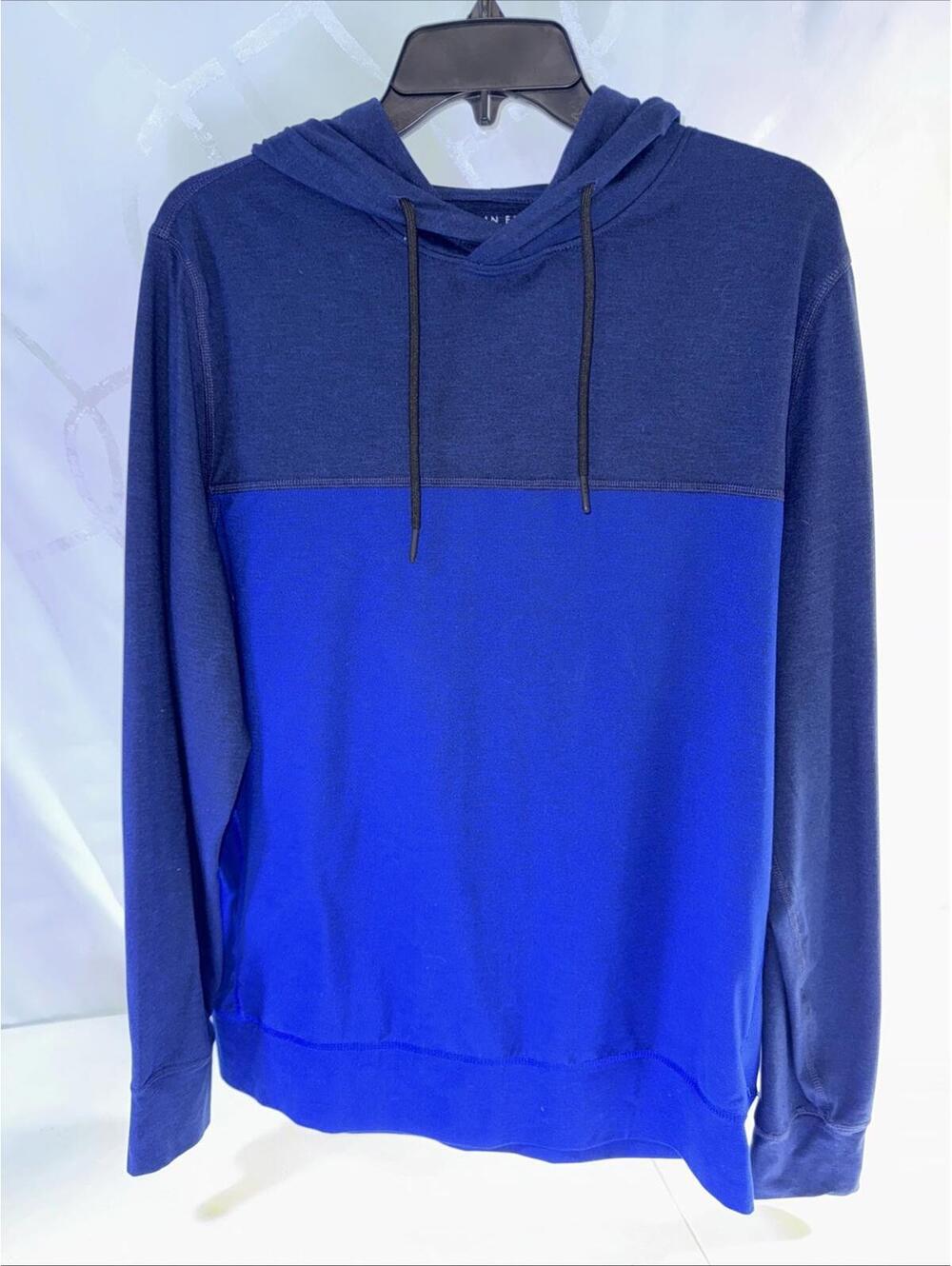 American Eagle Unisex M long Sleeve Shirt Hoodie Blue Blk colorblock Logo Sleeve